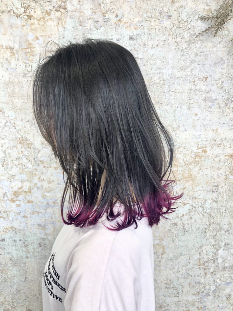 地毛を活かした裾カラー 香川県丸亀市のデザインカラー ヘアアレンジ特化美容室lien リアン の美容師 西川ヒロキ